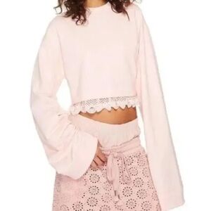 Puma Fenty by Rihanna lace trim cropped sweatshirt